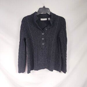Liz Claiborne Stylish Black Cable Knit Sweater Size Small